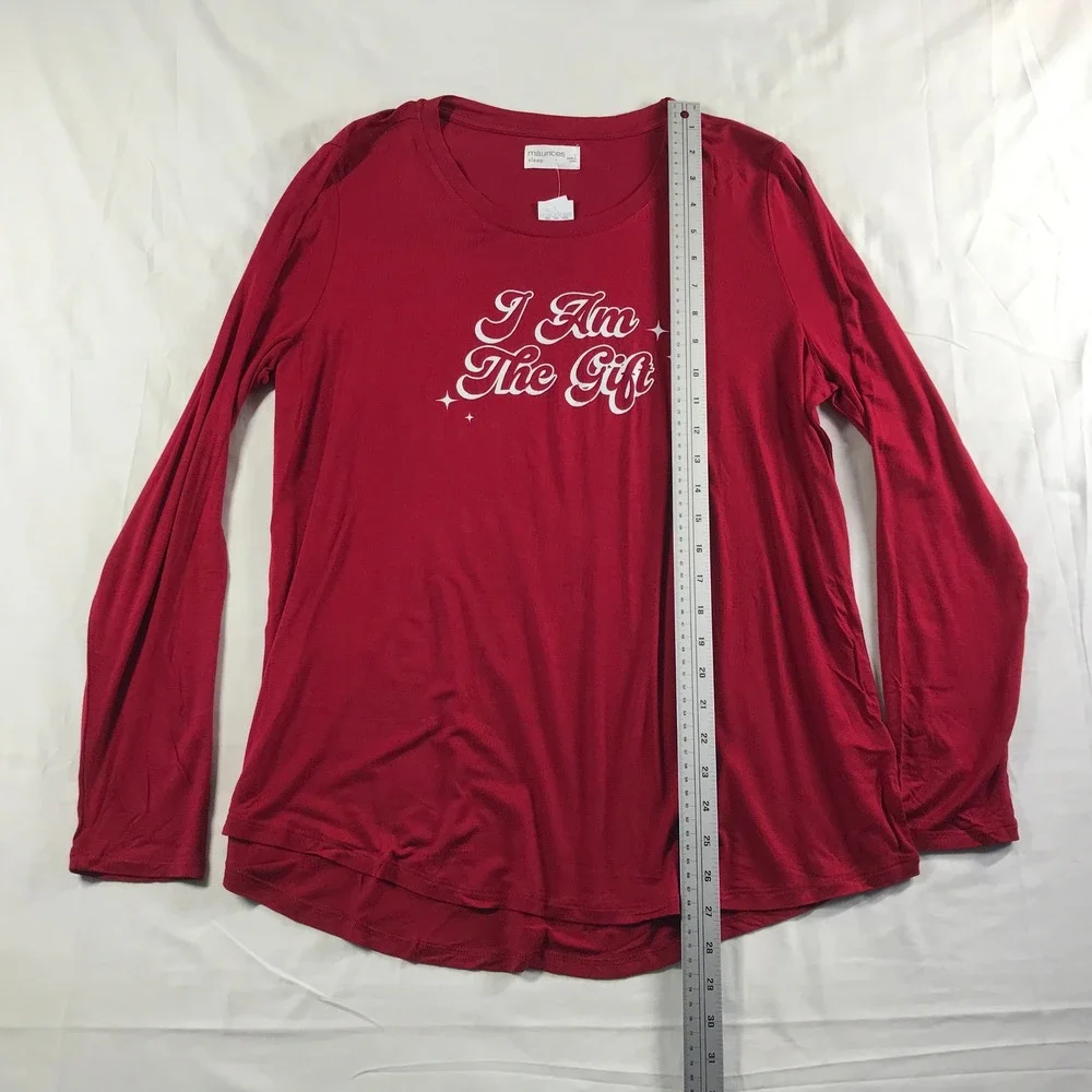Maurices Sleep Womens Large Red I Am The Gift Pajama Set Striped Jogger 214036Y